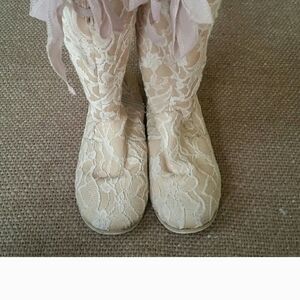 Joyfolie Cream Lace Up Boots